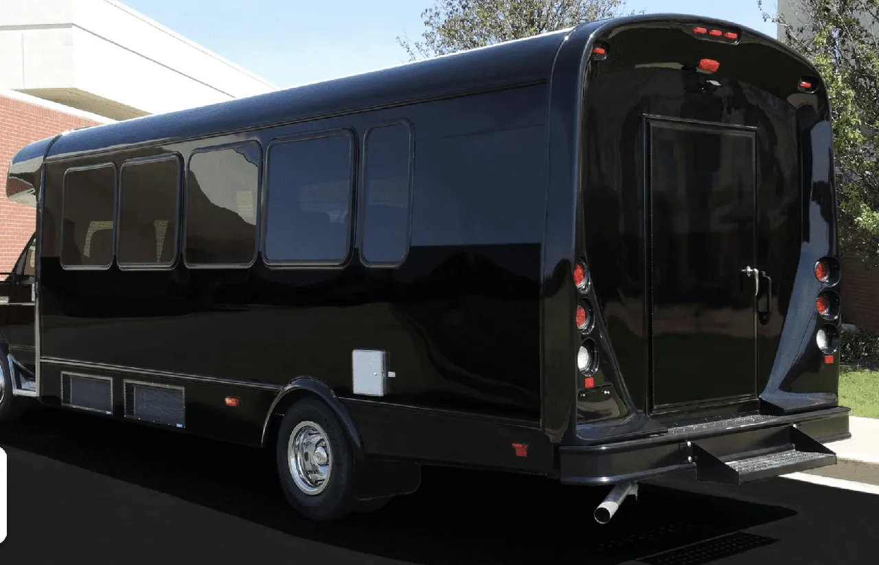 Black Limo Coach exterior for party bus rental