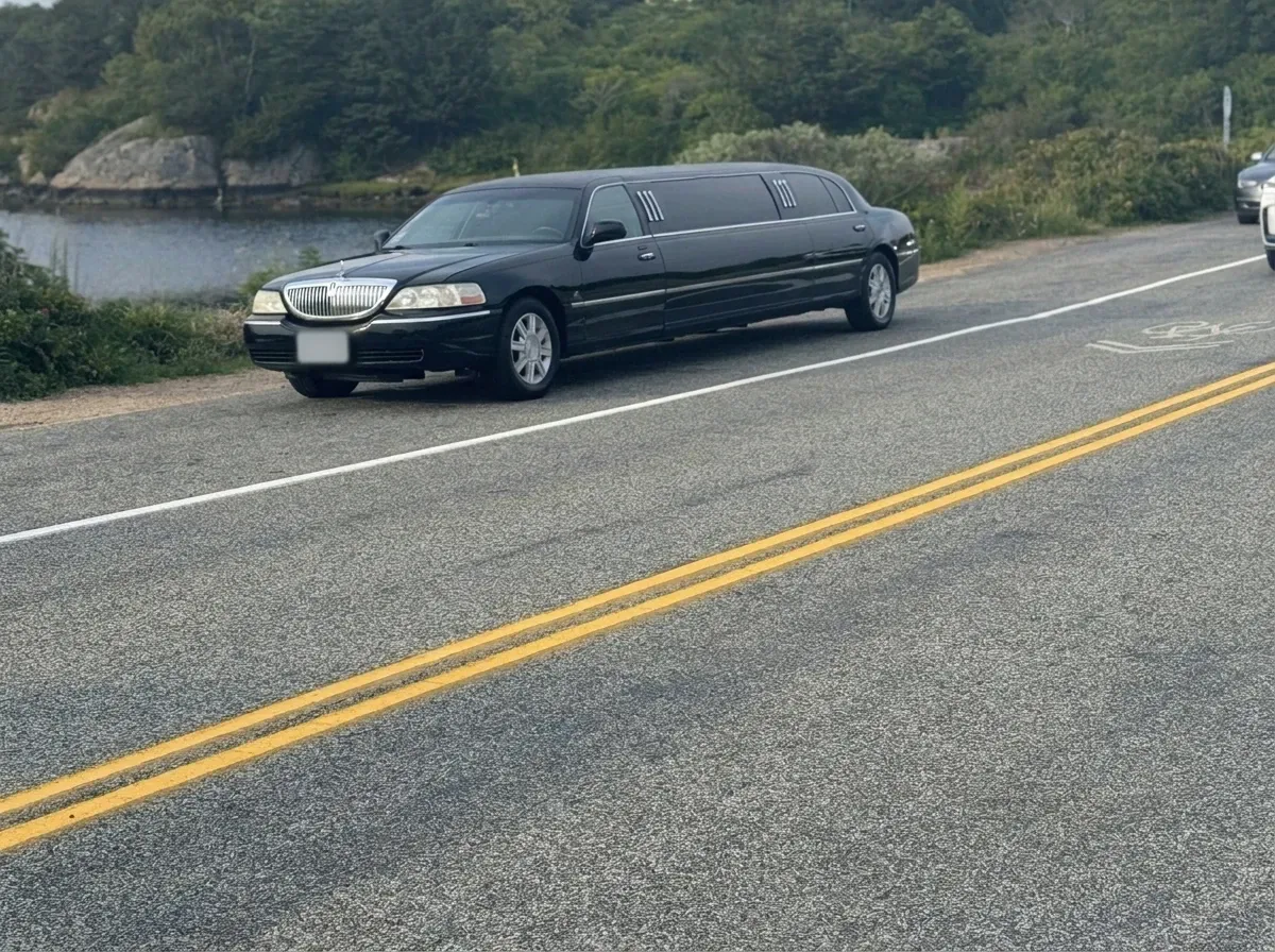 Black Lincoln Town Car Limousine; view 2