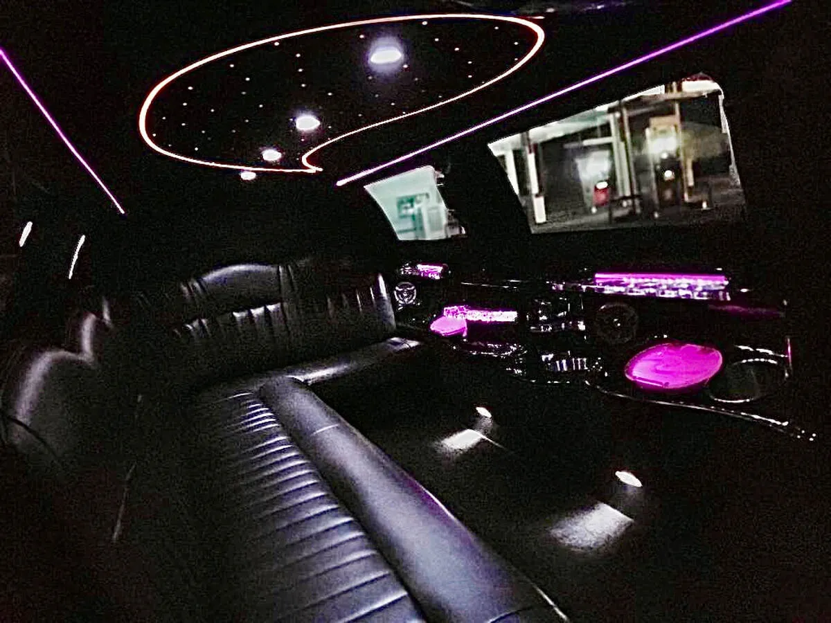 Lincoln Town Car Limousine interior with starlight or fiber-optic ceiling, photo 9 for limo rental in North Attleboro, MA