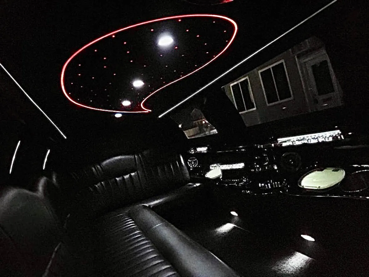 Lincoln Town Car Limousine interior with starlight or fiber-optic ceiling, photo 7 for limo rental in North Attleboro, MA