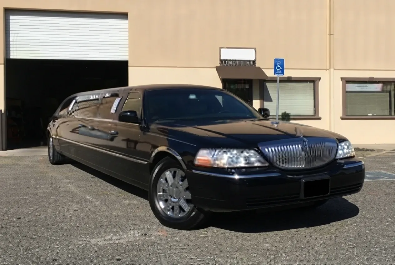Black Lincoln Town Car Limousine; view 2