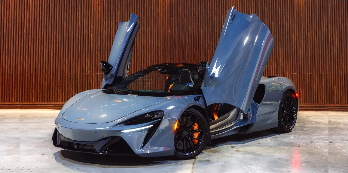 Gray McLaren Artura for wedding car rental in Williston Park, NY