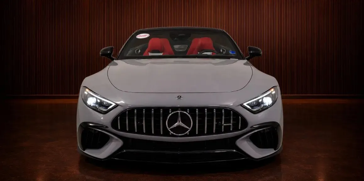 Silver Mercedes-AMG SL 63 exterior for wedding car rental in Amityville, NY
