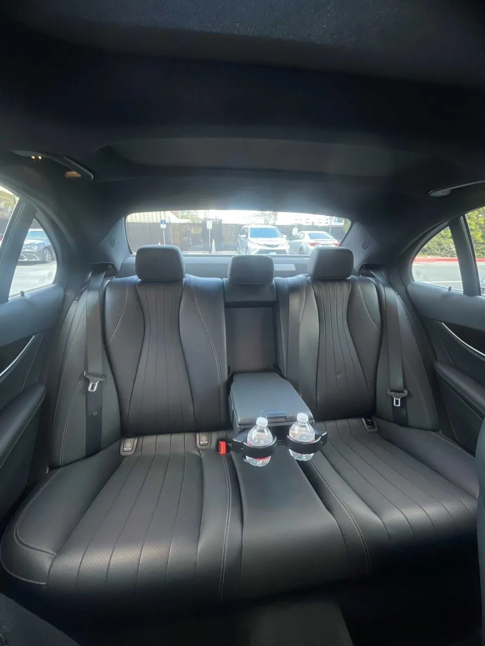 Mercedes-Benz E350 interior with cup holders for wedding car rental