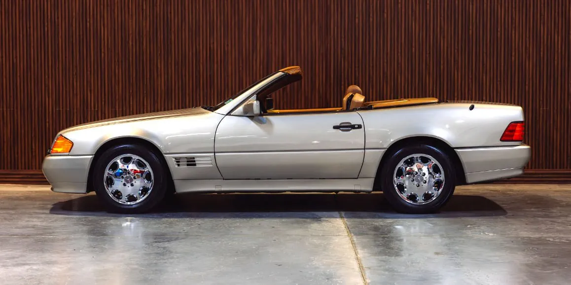 Silver Mercedes-Benz SL500 exterior with convertible roof, photo 3 for wedding car rental in Hempstead, NY