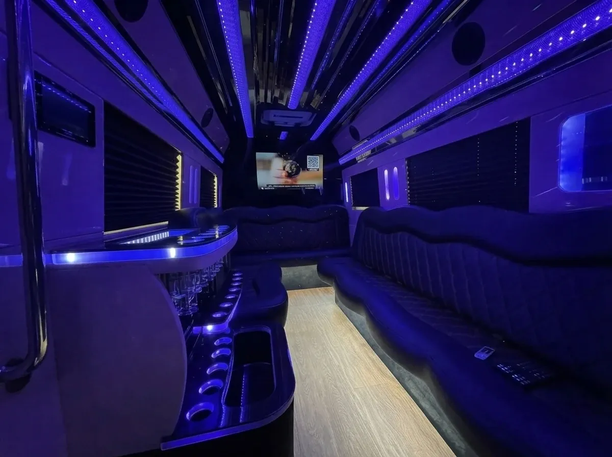 Black Mercedes-Benz Sprinter Limousine; view 3