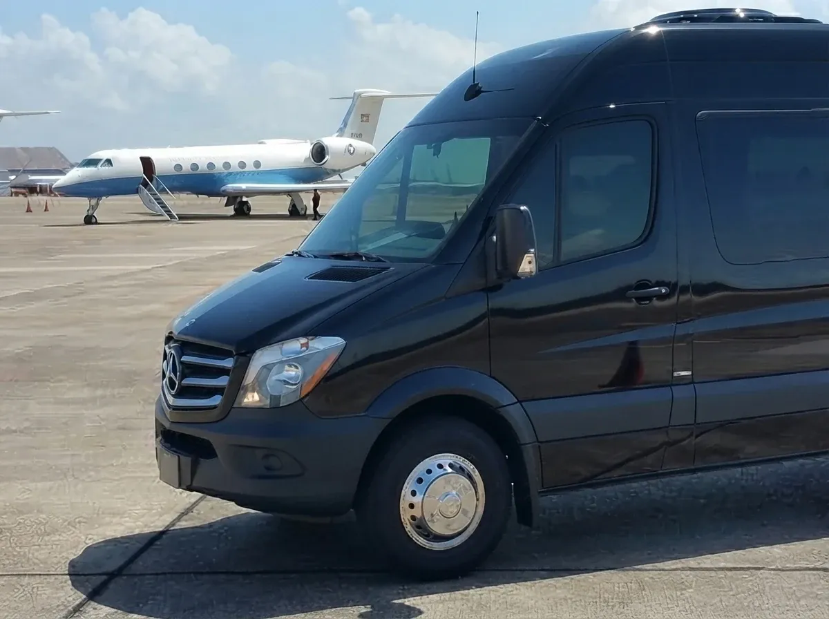Black Mercedes-Benz Sprinter Limousine; view 8