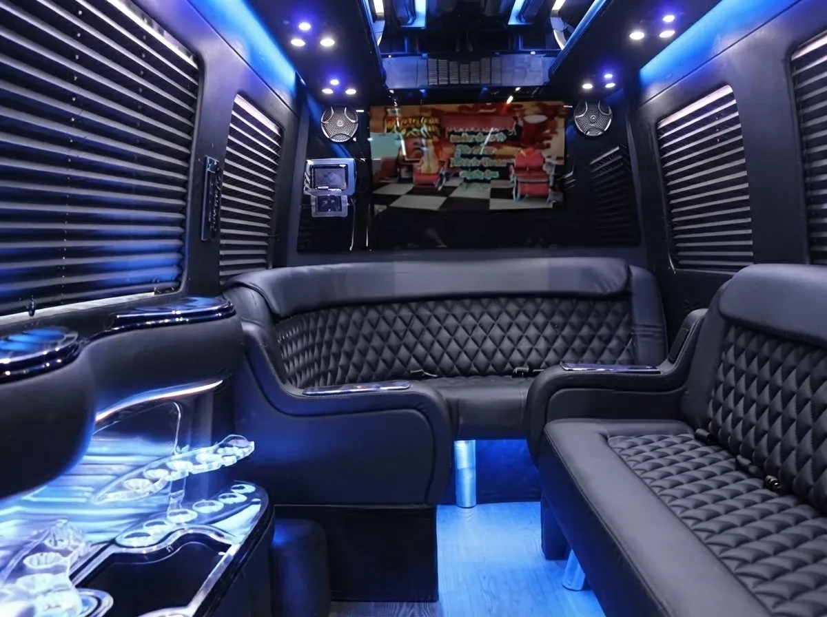 Black Mercedes-Benz Sprinter Limousine; view 6