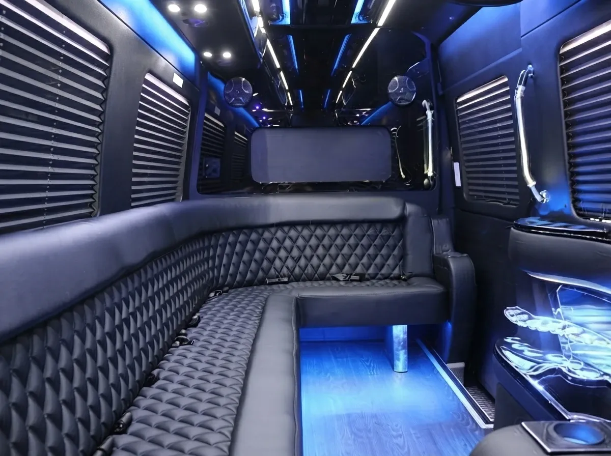 Black Mercedes-Benz Sprinter Limousine; view 7