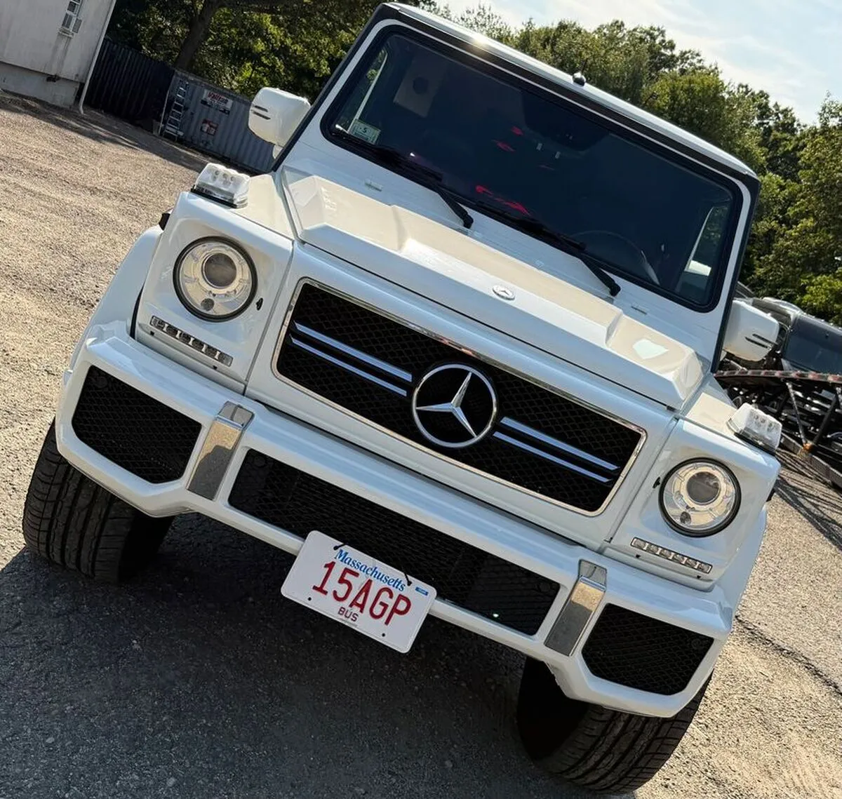White Mercedes G Wagon exterior for limo rental