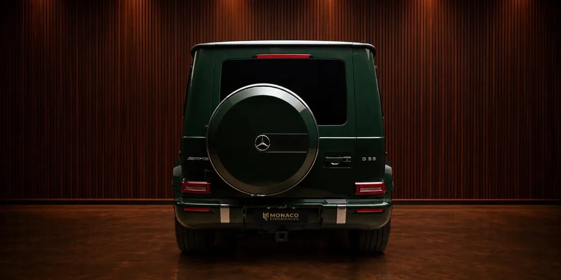 Green Mercedes-Benz G63 AMG exterior, photo 5 for wedding car rental in Astoria, NY