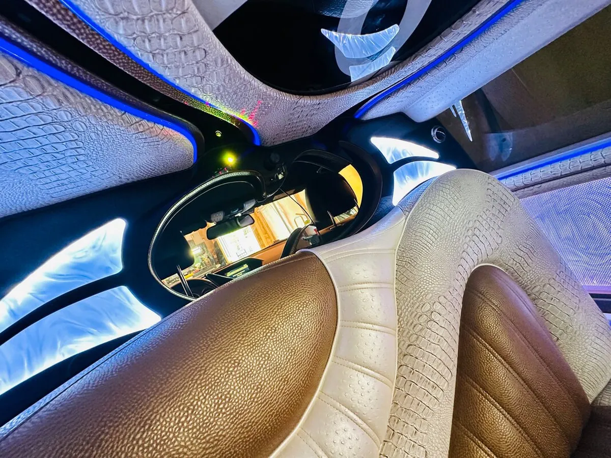 Mercedes-Benz Jet Doors Limousine interior with LED accent lighting, photo 10 for limo rental in North Attleboro, MA