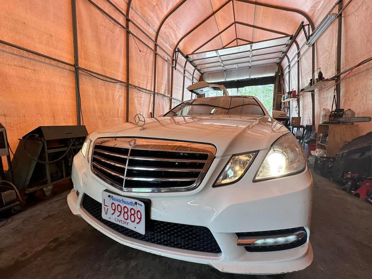 White Mercedes-Benz Jet Doors Limousine exterior for limo rental in North Attleboro, MA