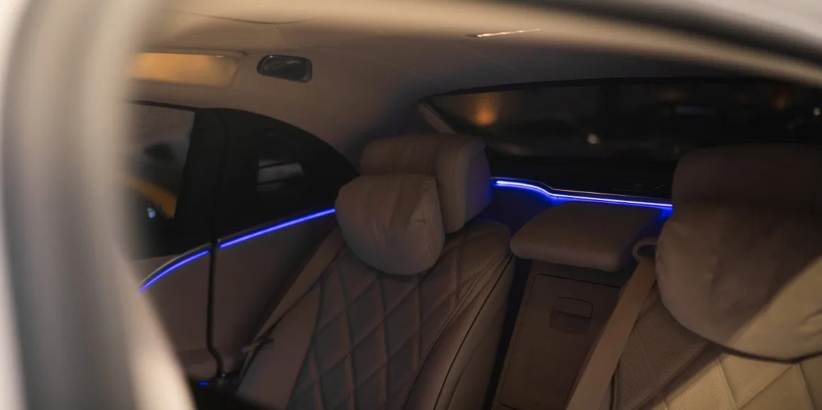 Mercedes-Maybach S-Class interior with LED accent lighting, photo 5 for wedding car rental in Astoria, NY
