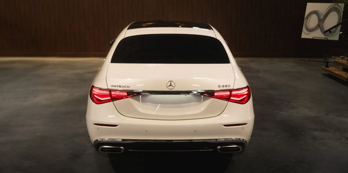 White Mercedes-Maybach S-Class exterior, photo 3 for wedding car rental in Astoria, NY