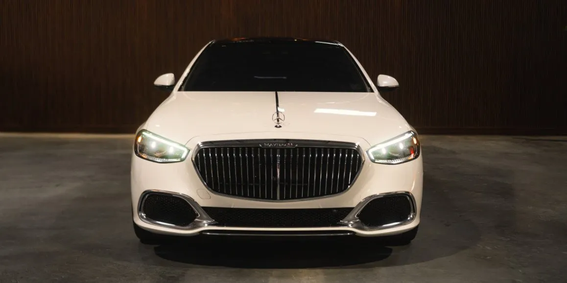 White Mercedes-Maybach S-Class for wedding car rental in Astoria, NY