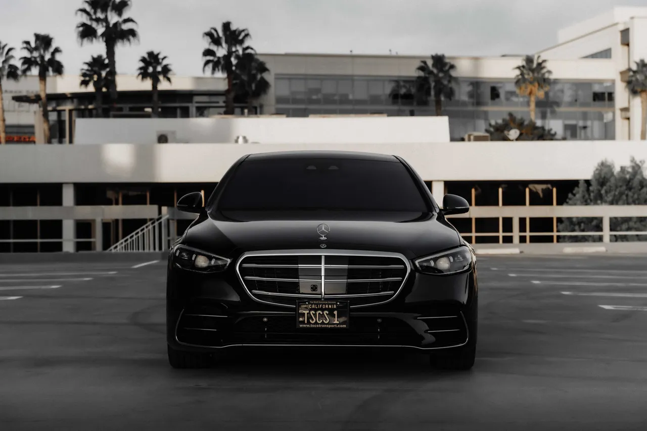 Black Mercedes-Benz S-Class for wedding car rental in Beverly Hills, CA