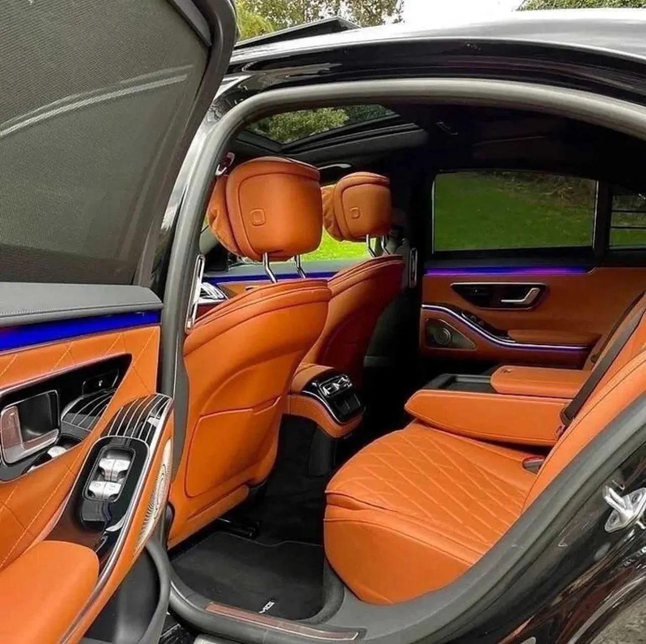 Mercedes S Class Mercedes S Class interior with LED accent lighting for wedding car rental