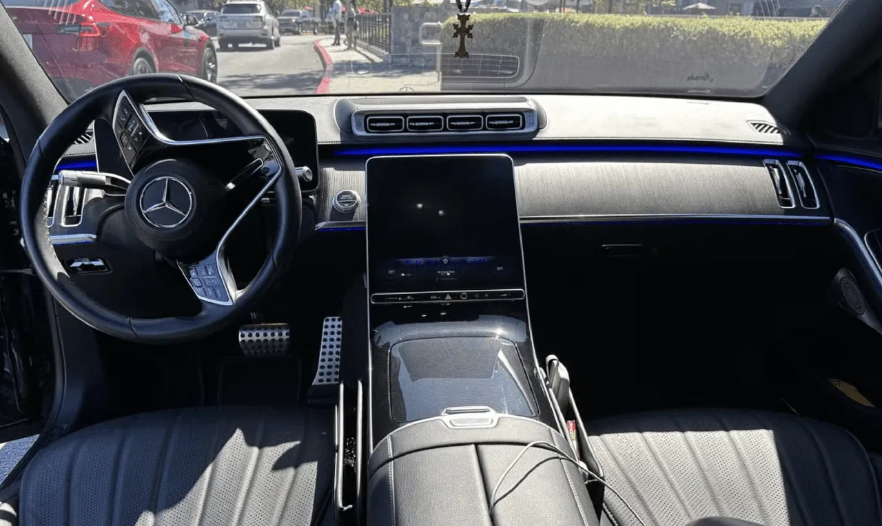 Mercedes-Benz S-Class interior for wedding car rental in Keene, CA
