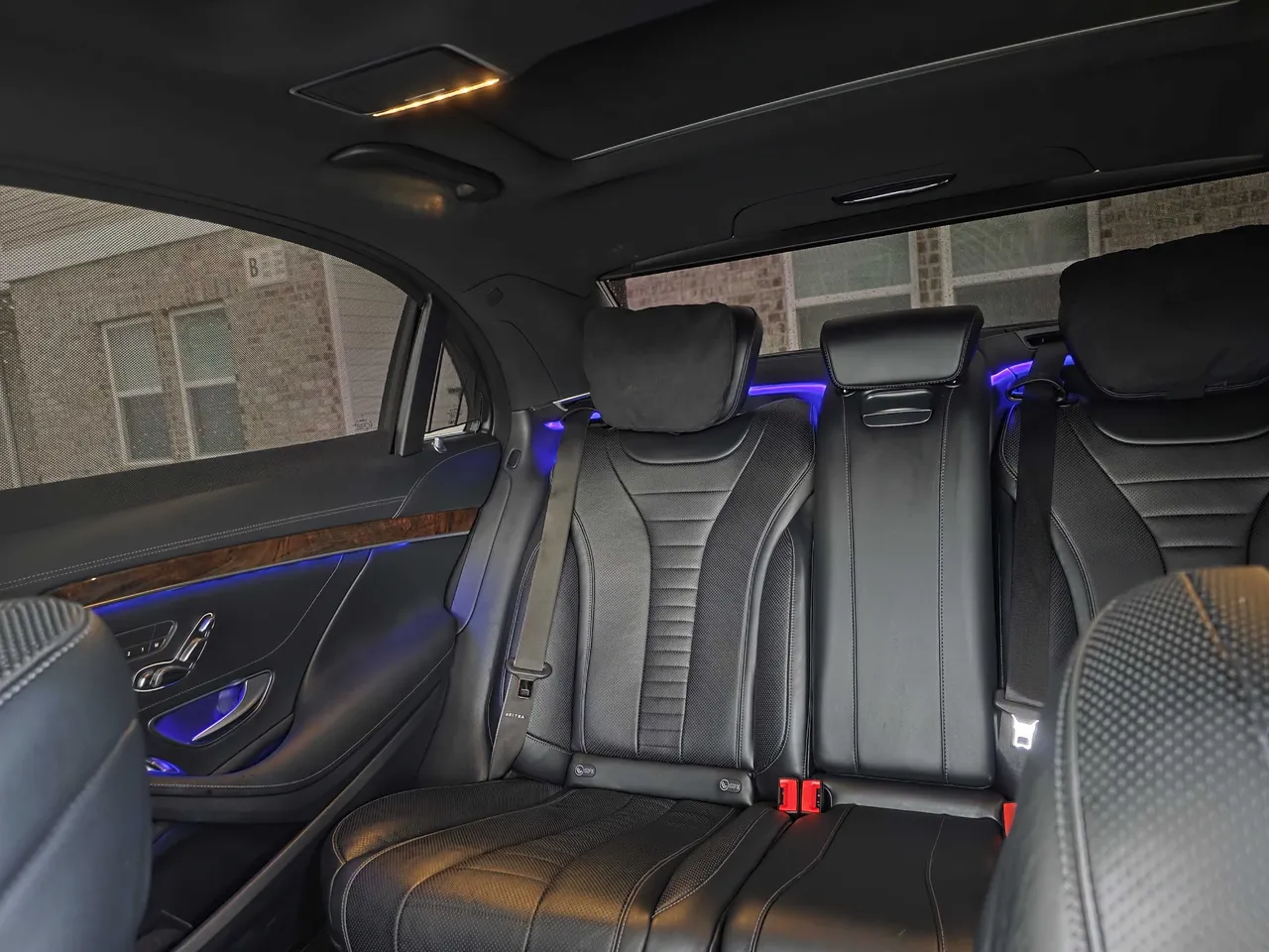 Mercedes-Benz S550 'Duchess' interior with LED accent lighting for wedding car rental