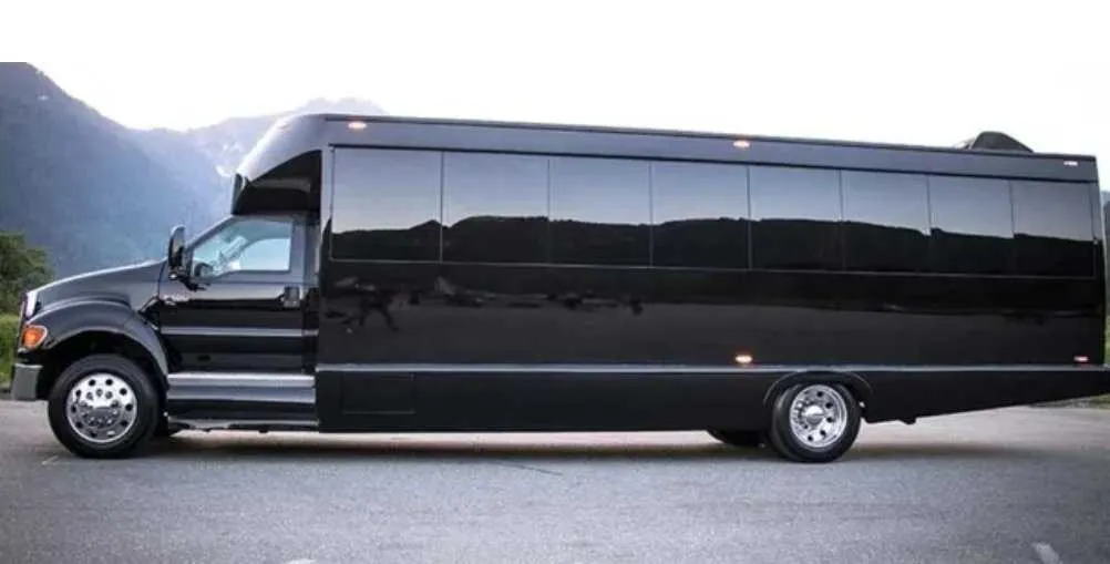 Black Party Bus exterior for party bus rental Black Party Bus exterior for party bus rental