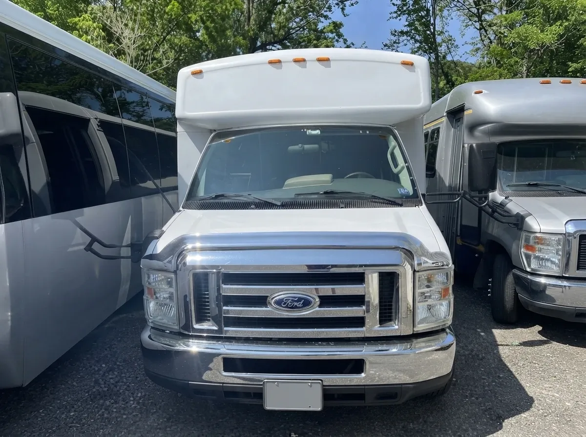 White 18 Passenger Party Bus; view 2