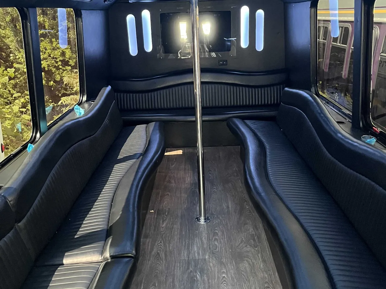 White 18 Passenger Party Bus; view 3