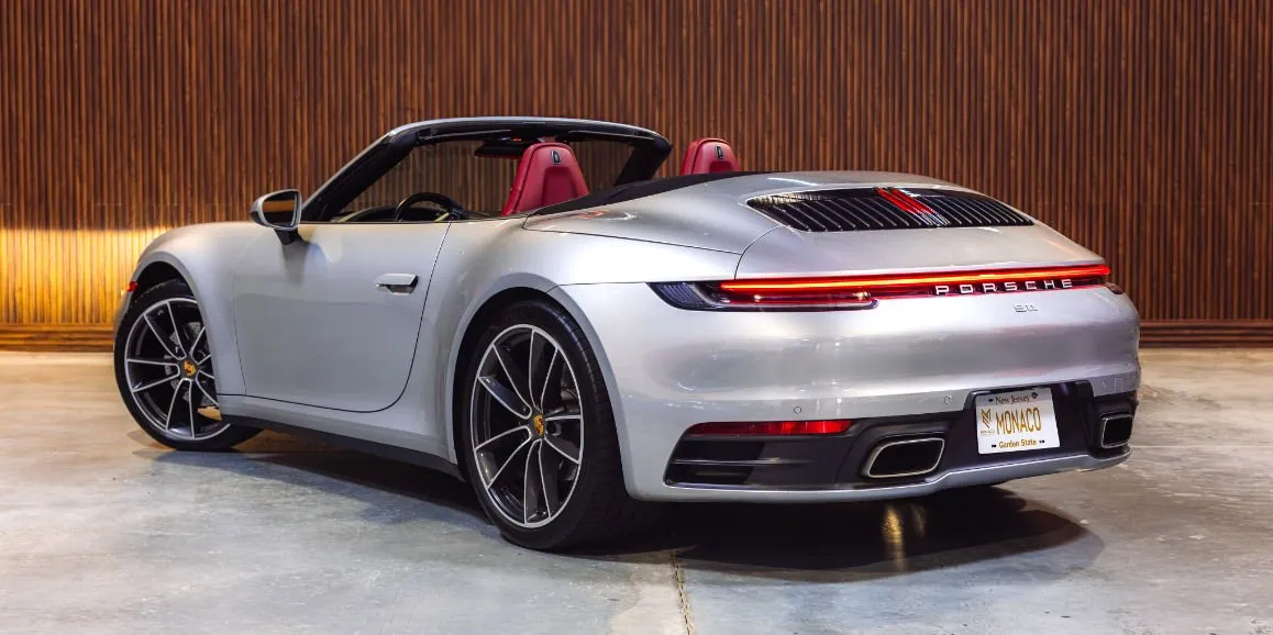Silver Porsche 911 exterior with convertible roof, photo 4 for wedding car rental in Hempstead, NY