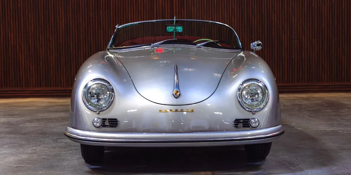 Silver Porsche Speedster 1956 (Vintage) exterior with convertible roof, photo 3 for wedding car rental in Nassau County, NY Silver Porsche Speedster 1956 (Vintage) exterior with convertible roof, photo 3 for wedding car rental in Nassau County, NY