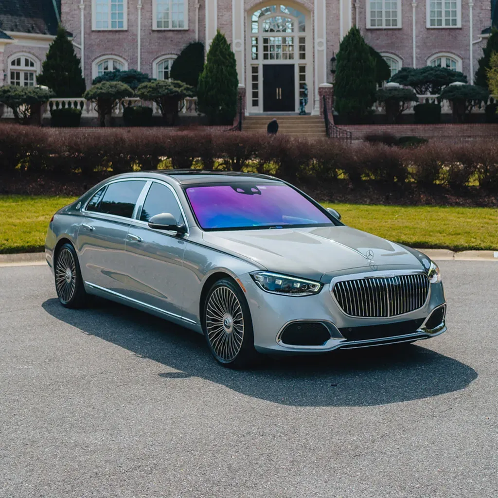Silver Presidential Two-Tone Gray Maybach S580 for wedding car rental in Rockville, MD