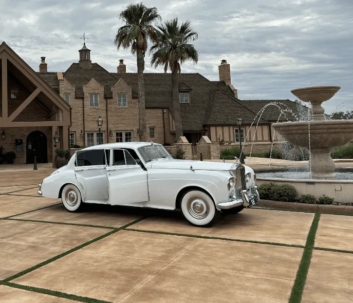 White Rolls-Royce exterior for wedding car rental in San Antonio, TX