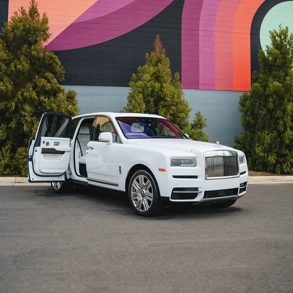 Rolls-Royce Cullinan with All White Interior for limo rental in Rockville, MD