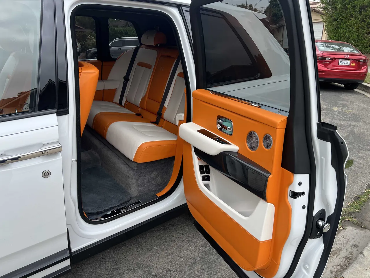 Rolls-Royce Cullinan White interior for prom car rental in Burbank, CA
