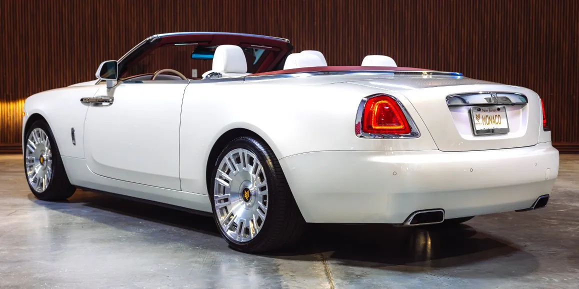 White Rolls-Royce Dawn exterior with convertible roof, photo 4 for limo rental in Toms River, NJ