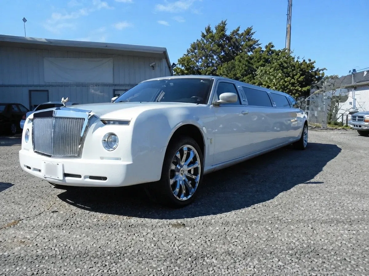 White Rolls-Royce Limousine; view 2