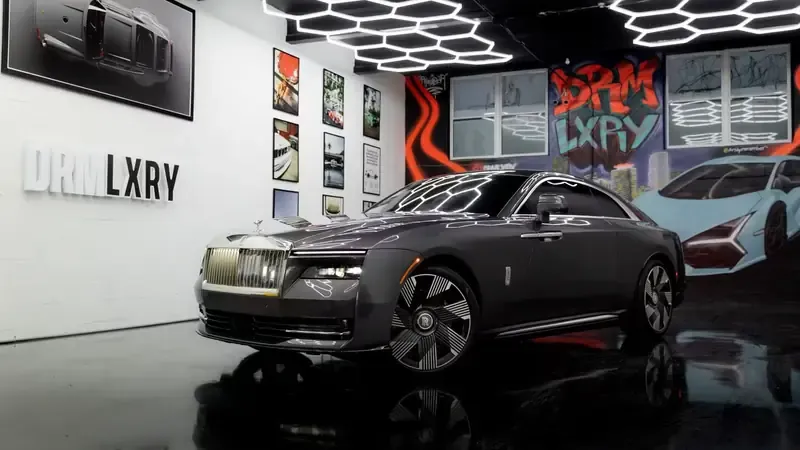 Grey Rolls-Royce Spectre for wedding car rental in Miami, FL Grey Rolls-Royce Spectre for wedding car rental in Miami, FL