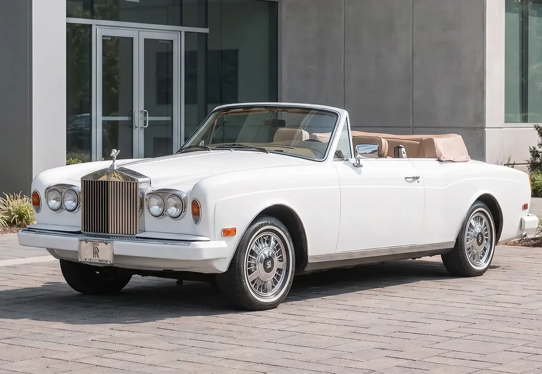 White Rolls-Royce Vintage Convertible for limo rental in Monmouth Junction, NJ