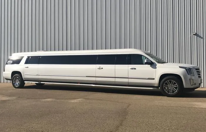 White Cadillac Escalade Limo for limo rental in Bodfish, CA