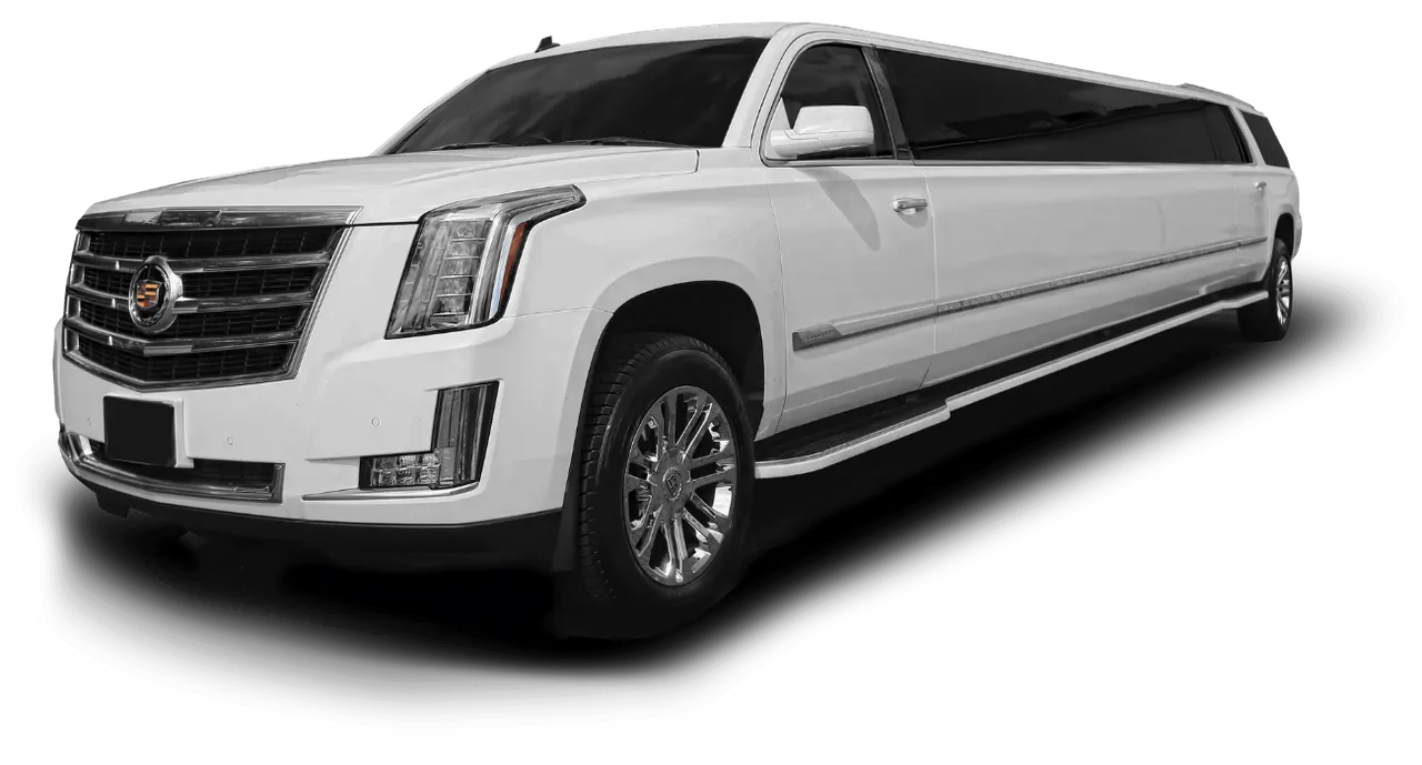 White Cadillac Escalade Stretch Limousine for limo rental in Danforth, ME