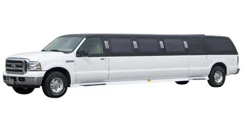 White Ford Excursion Limousine; view 2