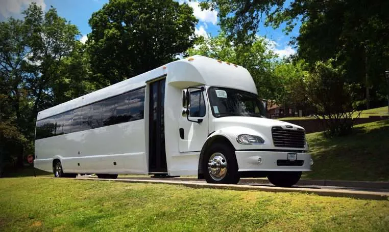 White Freightliner M2 106 Party Bus — 50 Passengers White Freightliner M2 106 Party Bus — 50 Passengers for party bus rental