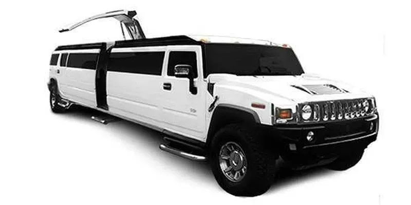 White Hummer Limousine; view 2