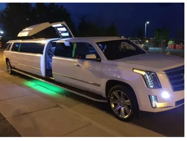 White Stretched Cadillac Escalade for limo rental