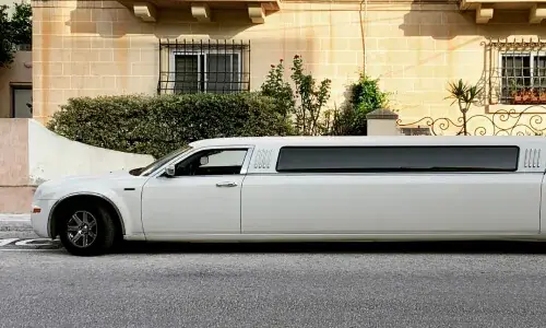 White Chrysler 300 stretch limousine — Prom & Homecoming Limos