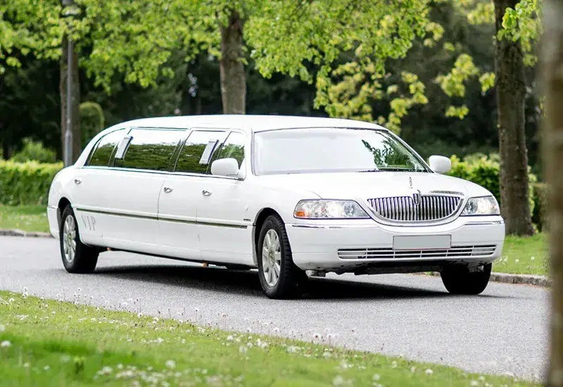 White Lincoln Town Car stretch limousine for limo rental